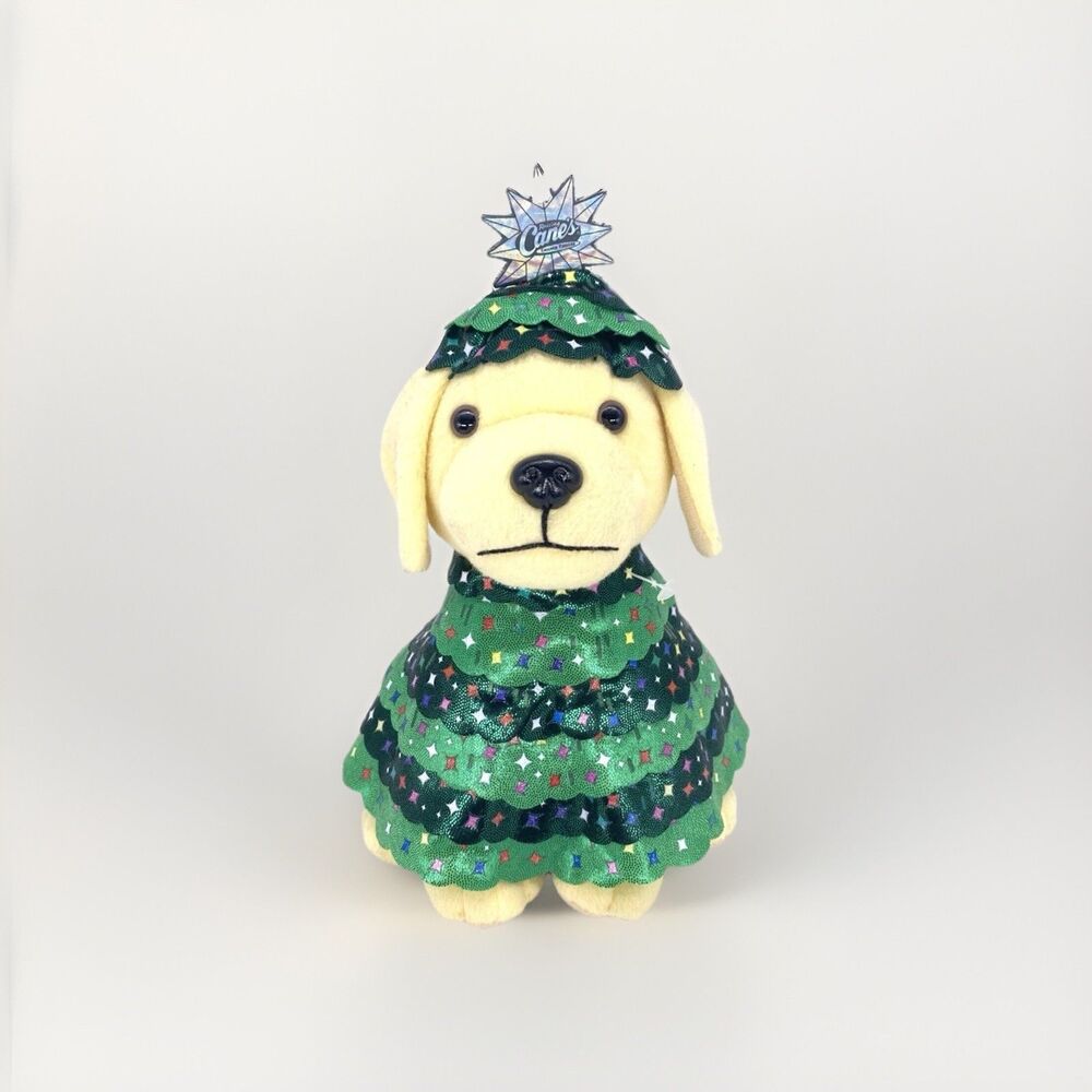 Raising Canes Rockefeller Tree Plush Puppy Dog Stuffed Animal Christmas 2023 NWT - Picture 2 of 5